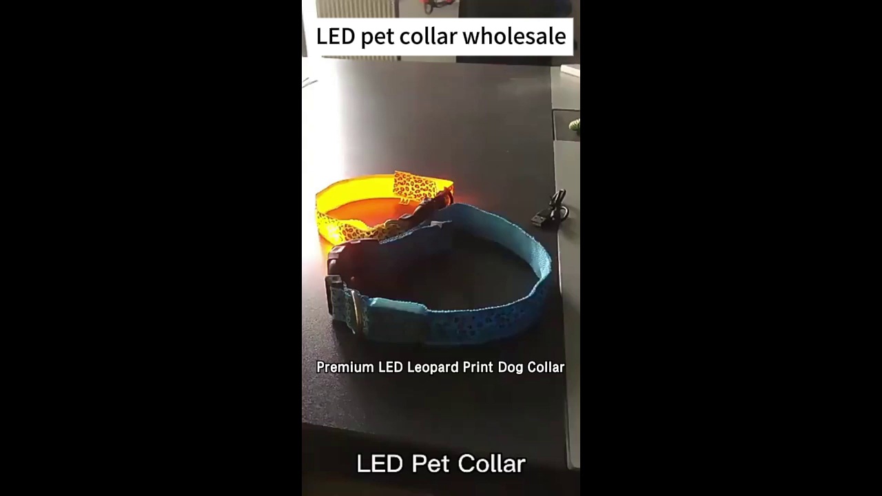 LED Pet Collar Leopard Print Nylon Luminous