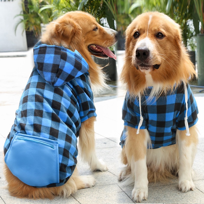 Plaid and solid winter dog hoodies