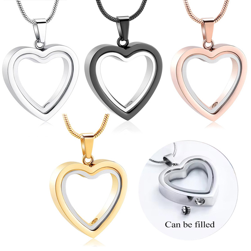 Openable Heart Shaped Glass Pet Urn Pendant