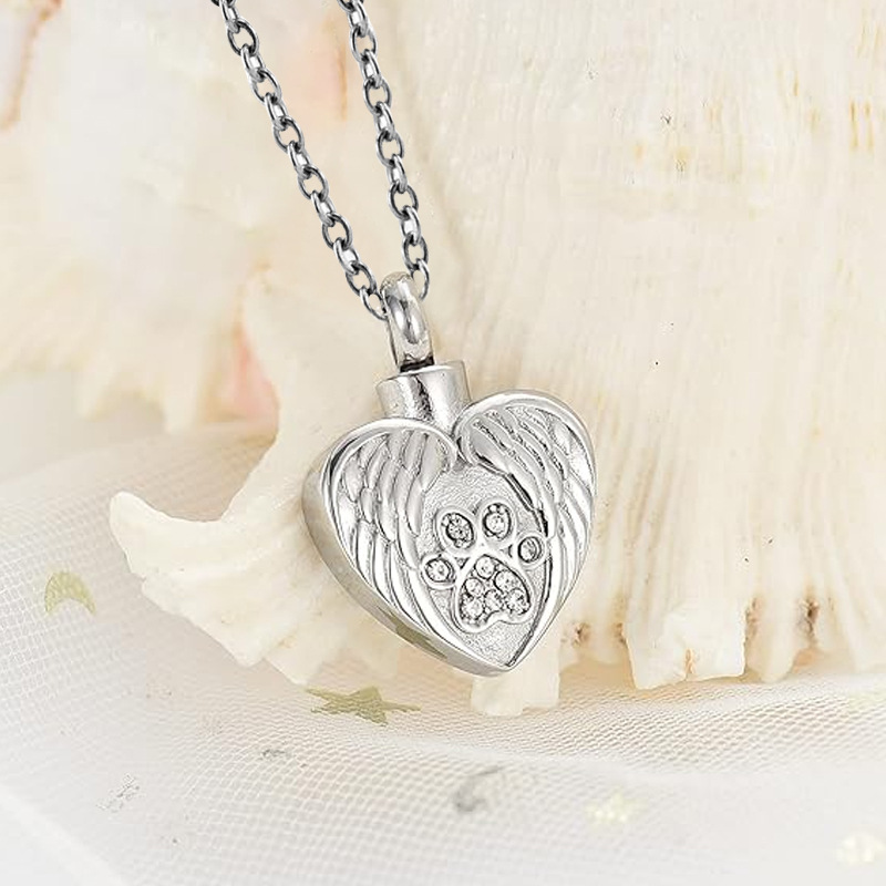 Angel Wings Pet Ashes Urn Necklace for Dogs