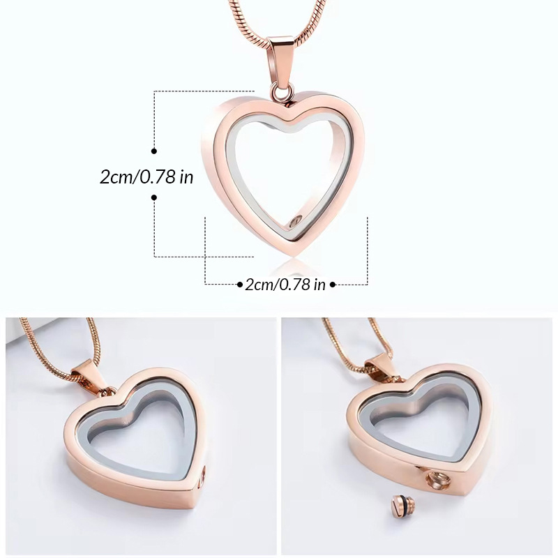 Openable Heart Shaped Glass Pet Urn Pendant