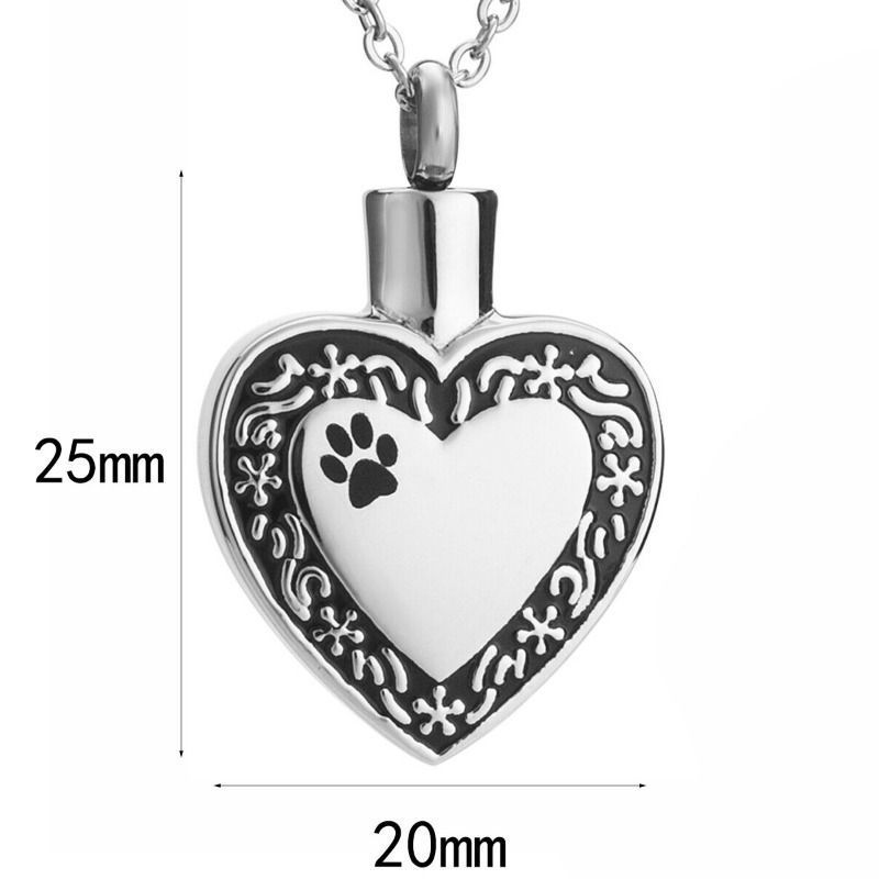 Heart Paw Print Perfume Bottle Memorial Pendant