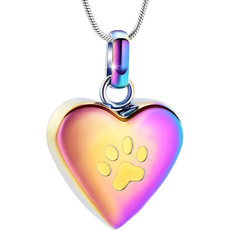 Pendant Paw Print Pet Heart Urn Necklace