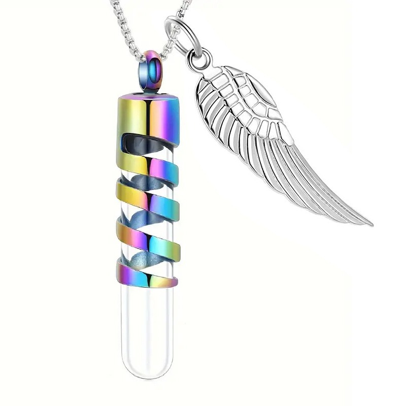 Cylindrical Glass Jar Memorial Urn Necklace
