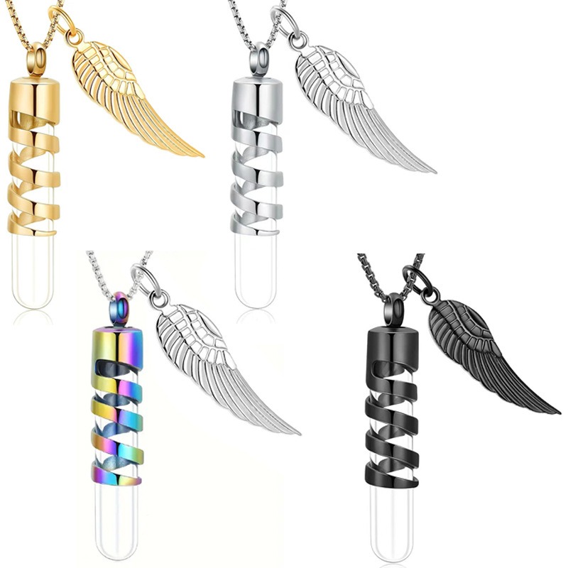 Cylindrical Glass Jar Memorial Urn Necklace