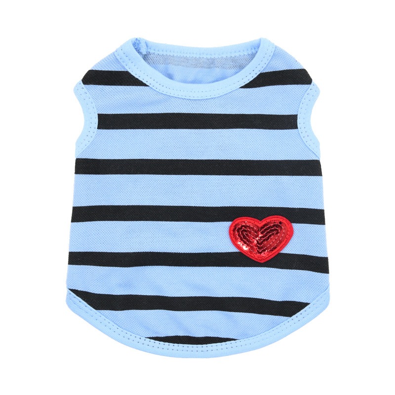 Striped Cotton Tank Top with Heart Decoration