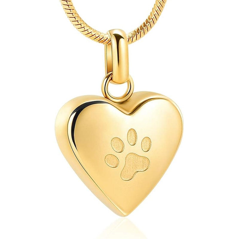 Pendant Paw Print Pet Heart Urn Necklace
