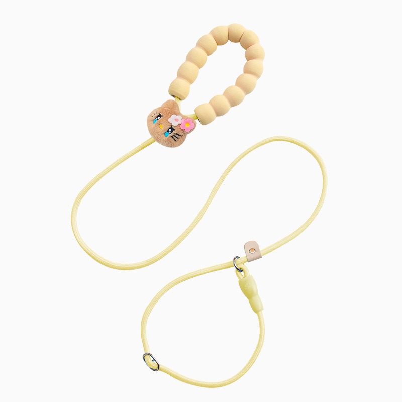 Flower Print Anti-Chew Nylon Dog Leash with Soft Handle