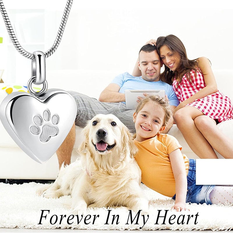 Pendant Paw Print Pet Heart Urn Necklace