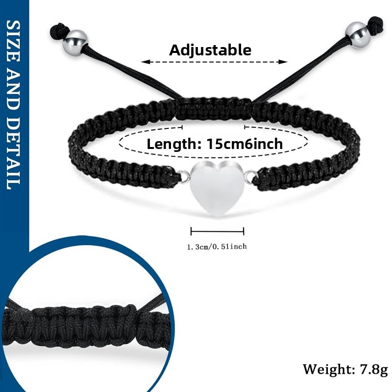 Black Woven Stainless Steel Pet Memorial Bracelet