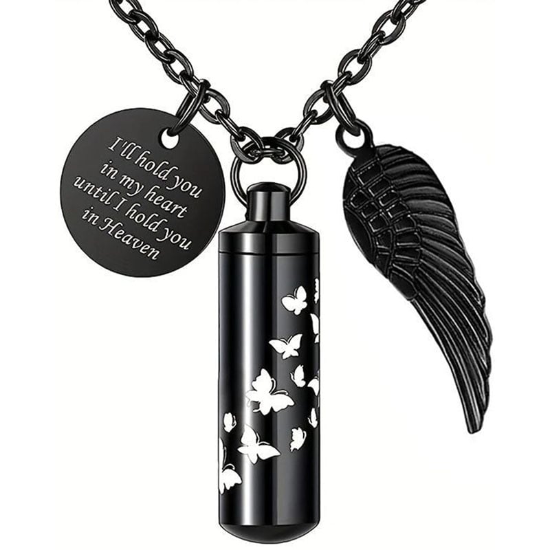 Butterfly Themed Cylinder Pet Urn Cremation Jewelry