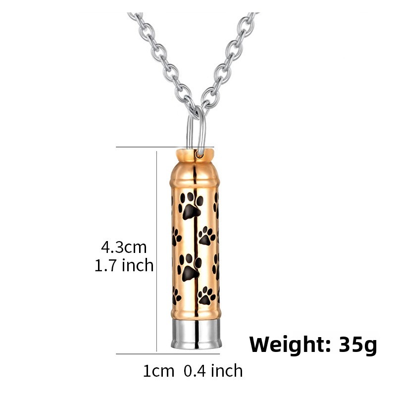 Commemorative Footprint Cylindrical Urn Necklace