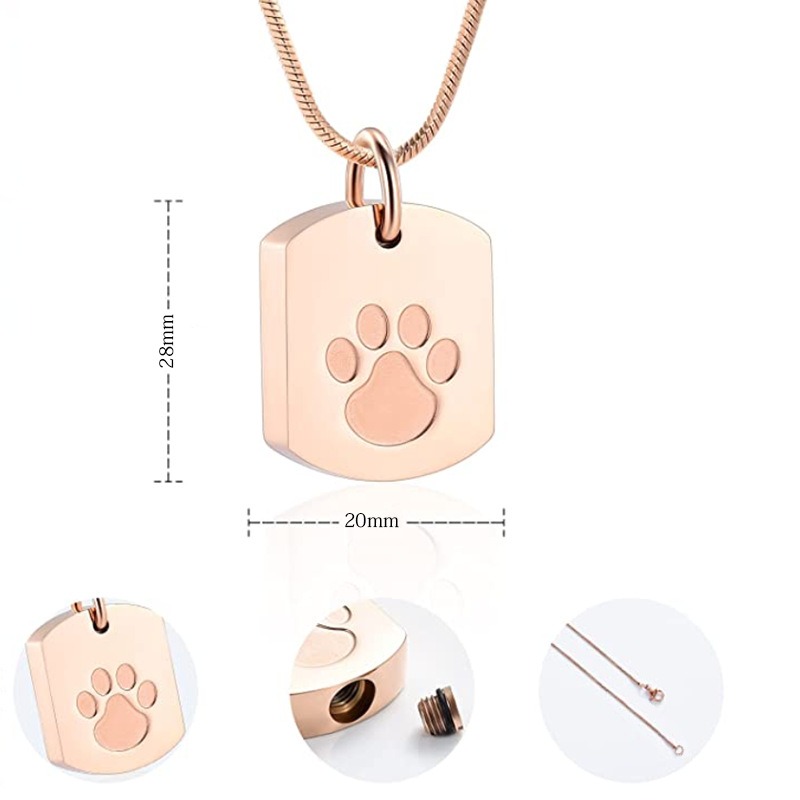 Military Plate Design Pet Hair Memorial Necklace