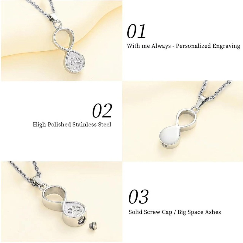 Pet Hair Memorial Casket Pattern Urn Necklace