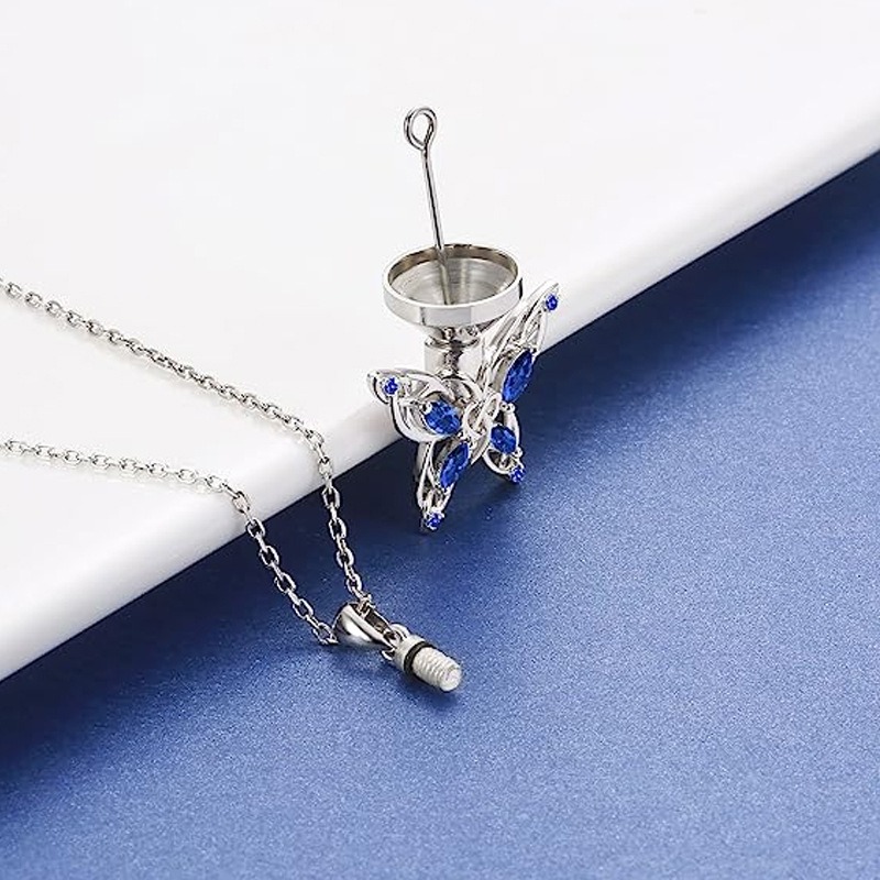 Butterfly Themed Pet Hair Ashes Memorial Pendant