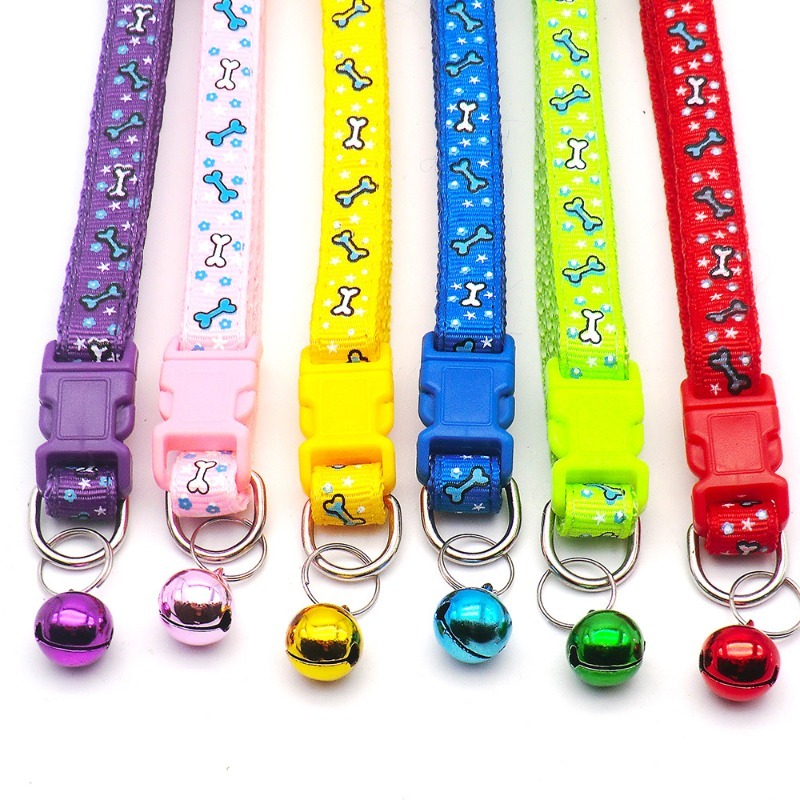 Leopard Print Nylon Pet Collar with Colored Bell