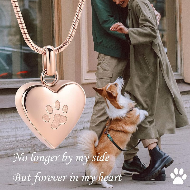 Pendant Paw Print Pet Heart Urn Necklace