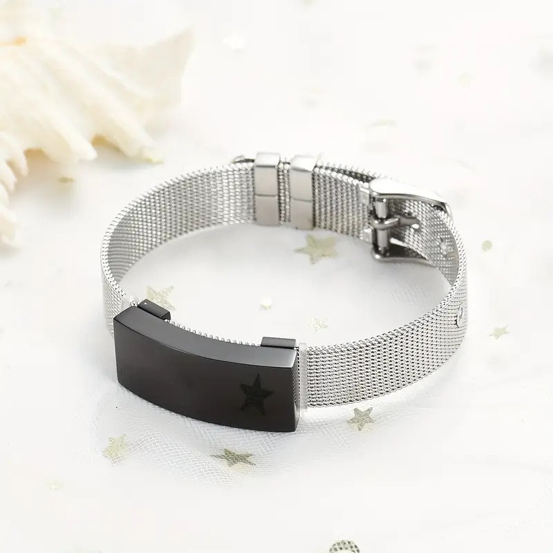 Adjustable Stainless Steel Pet Memorial Mesh Bracelet