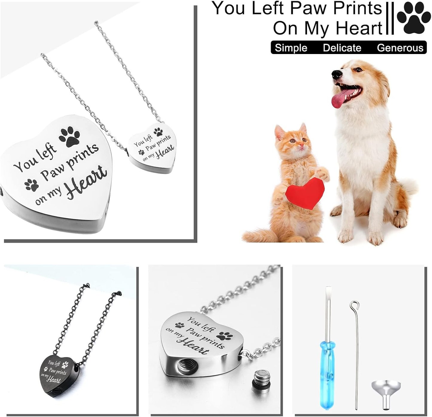 Stainless Steel Pet Ashes Keepsake Urn Necklace