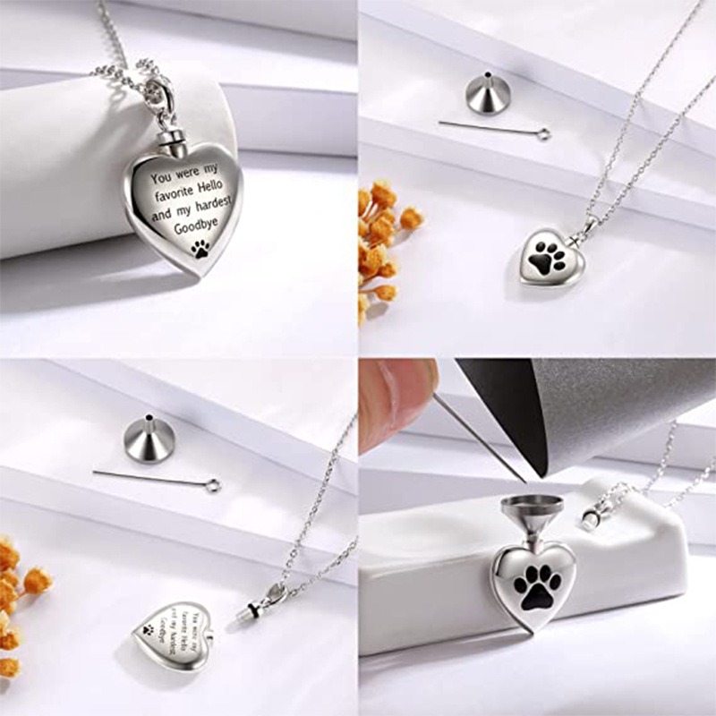 Dog Claw Heart Shaped Perfume Urn Pendant