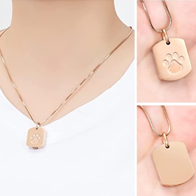 Military Plate Design Pet Hair Memorial Necklace