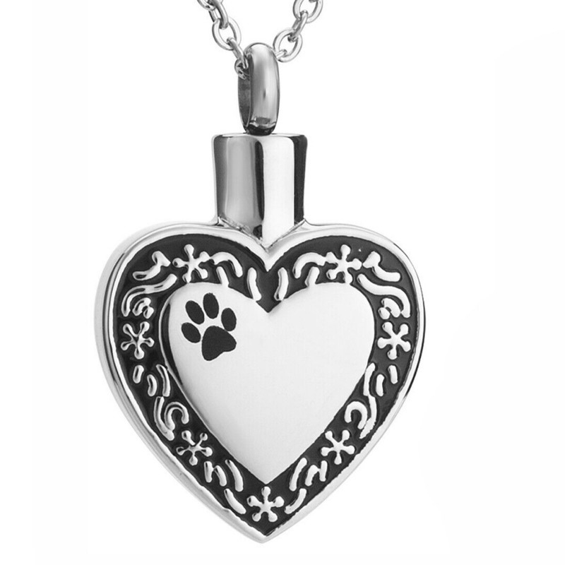 Heart Paw Print Perfume Bottle Memorial Pendant