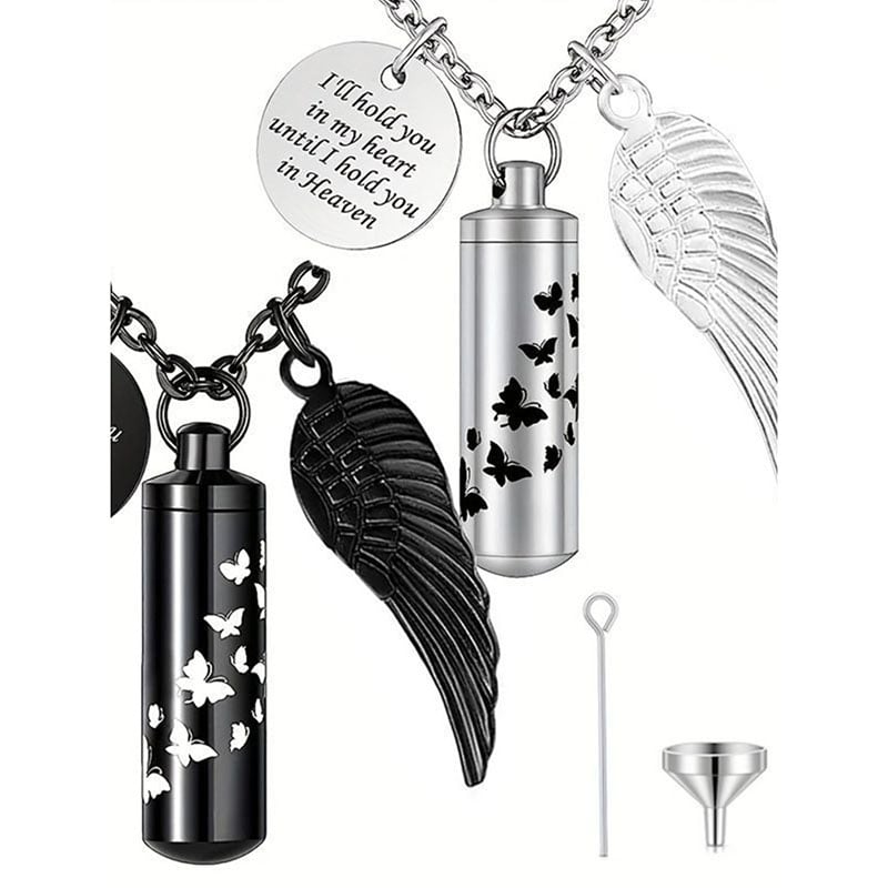Butterfly Themed Cylinder Pet Urn Cremation Jewelry