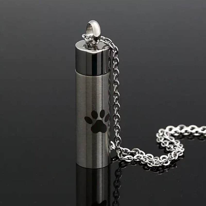 Minimalist Cylindrical Perfume Urn Pendant Necklace