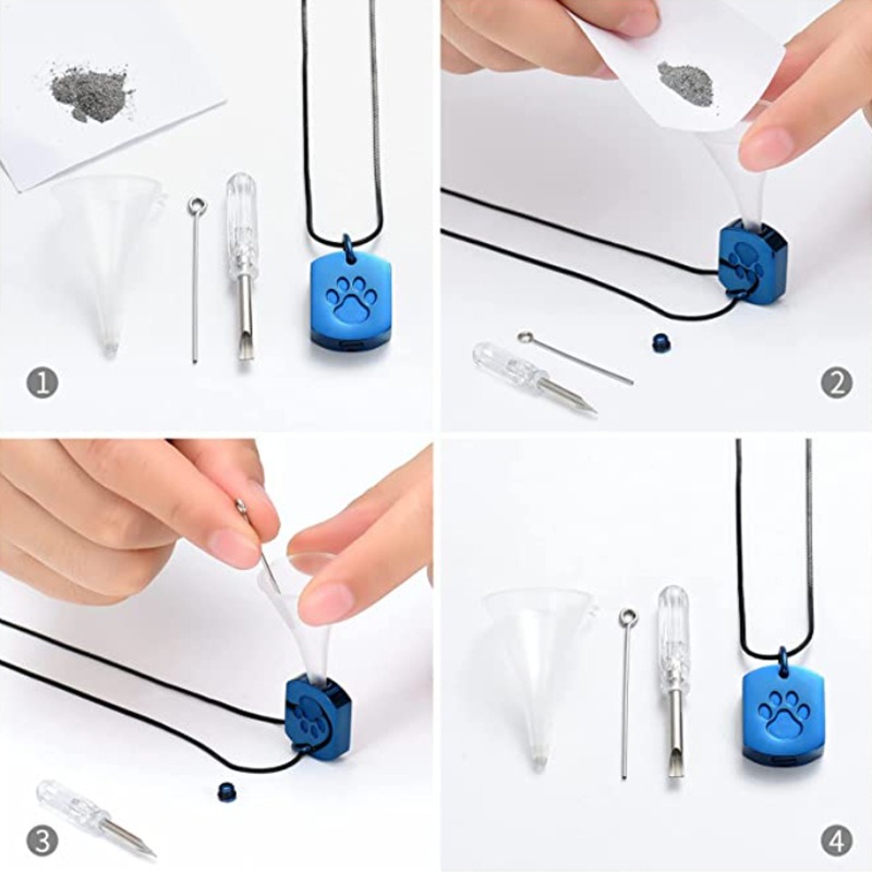 Military Plate Design Pet Hair Memorial Necklace