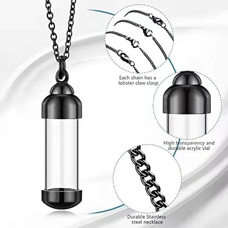 Transparent Glass Pet Ashes Urn Pendant Necklace