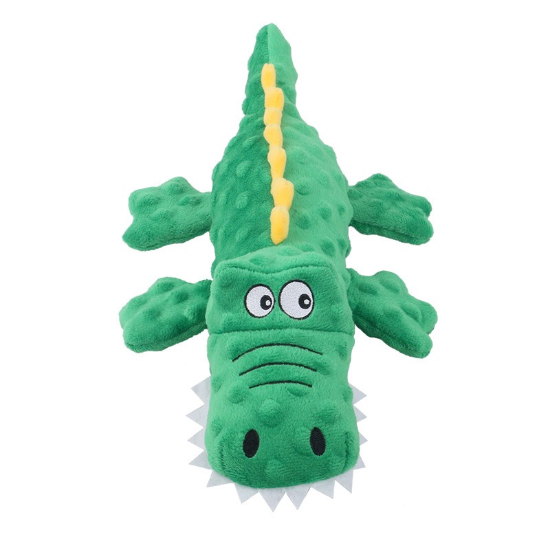 Durable Crocodile Plush Squeaky Chew Toy for Pets