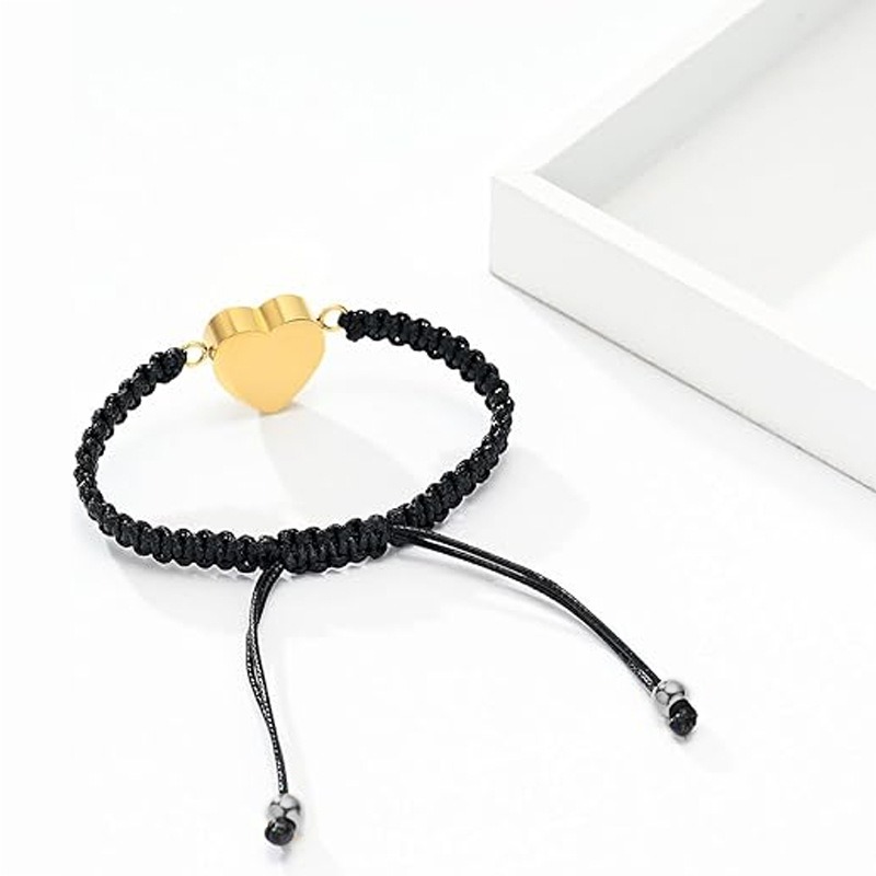 Adjustable Black Braided Rope Pet Ashes Bracelet