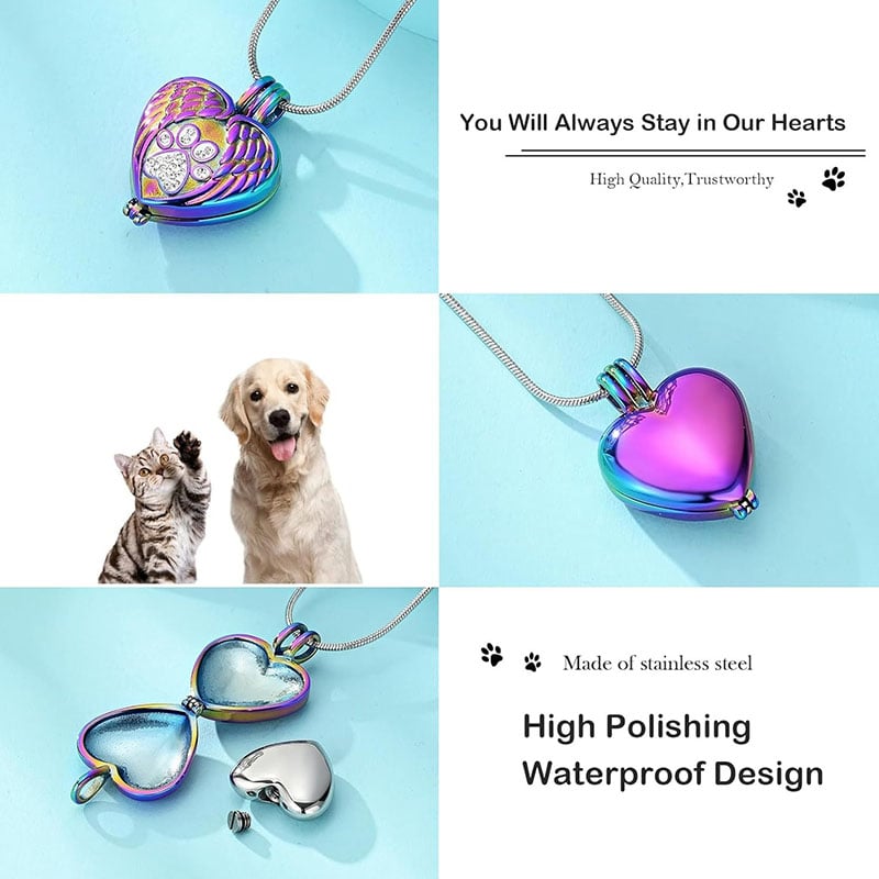 Angel Wings Pet Ashes Urn Necklace for Dogs
