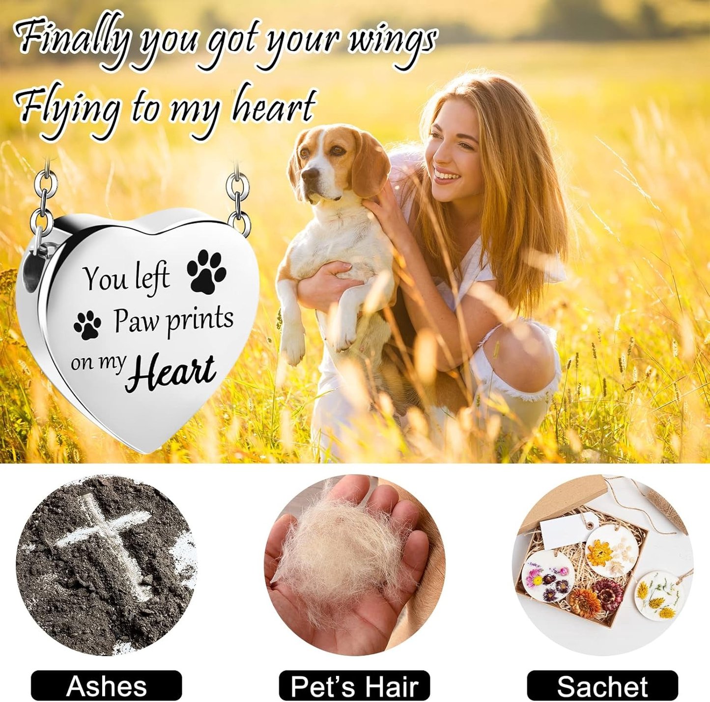 Stainless Steel Pet Ashes Keepsake Urn Necklace
