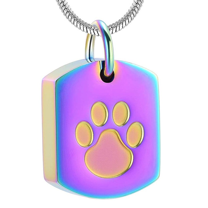 Military Plate Design Pet Hair Memorial Necklace