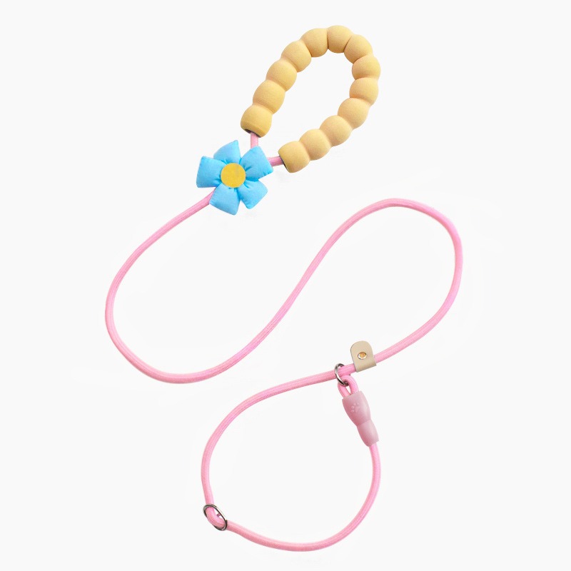 Flower Print Anti-Chew Nylon Dog Leash with Soft Handle
