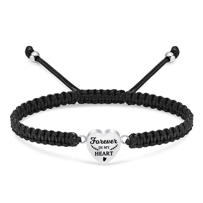 Adjustable Black Braided Rope Pet Ashes Bracelet
