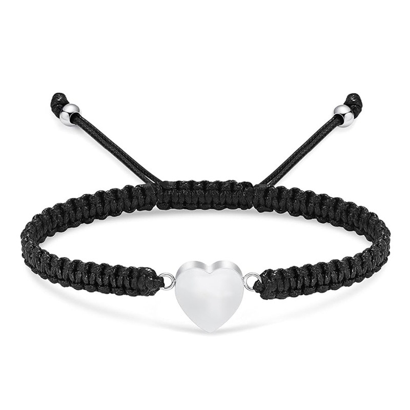 Black Woven Stainless Steel Pet Memorial Bracelet