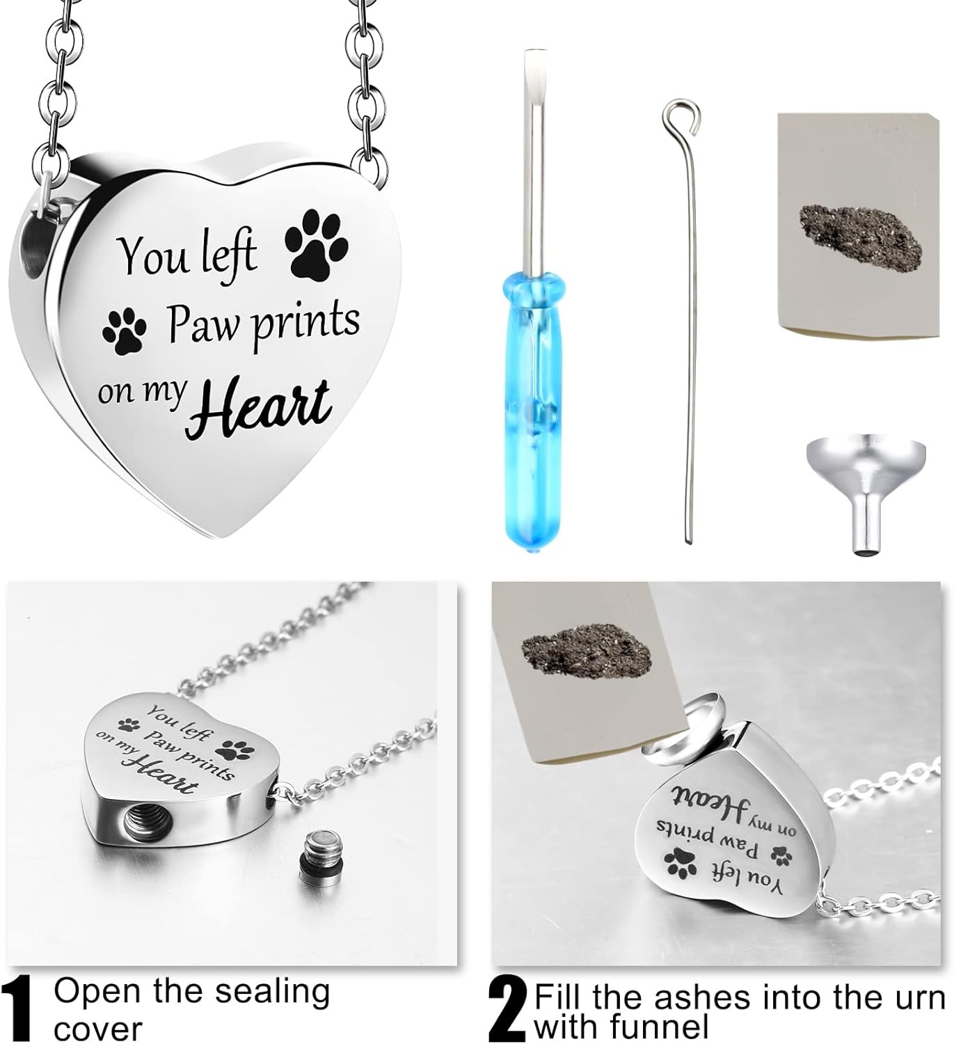 Stainless Steel Pet Ashes Keepsake Urn Necklace