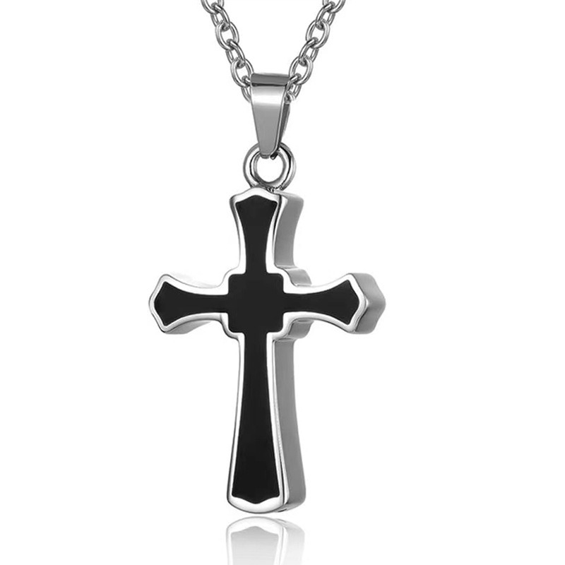 Openable Cross Pet Ashes Hair Memorial Necklace