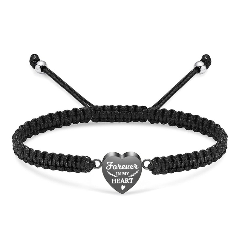Adjustable Black Braided Rope Pet Ashes Bracelet