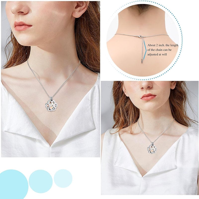 Paw Print Stainless Steel Pet Cremation Urn Necklace