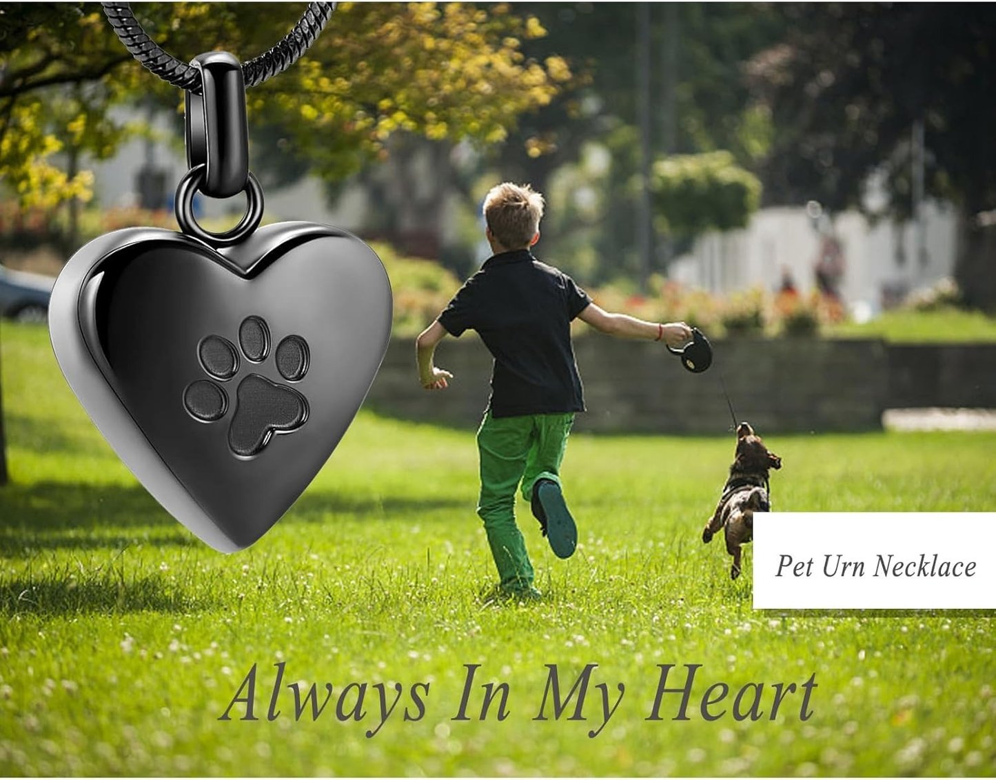 Pendant Paw Print Pet Heart Urn Necklace