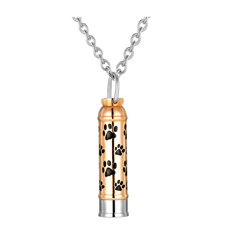 Commemorative Footprint Cylindrical Urn Necklace
