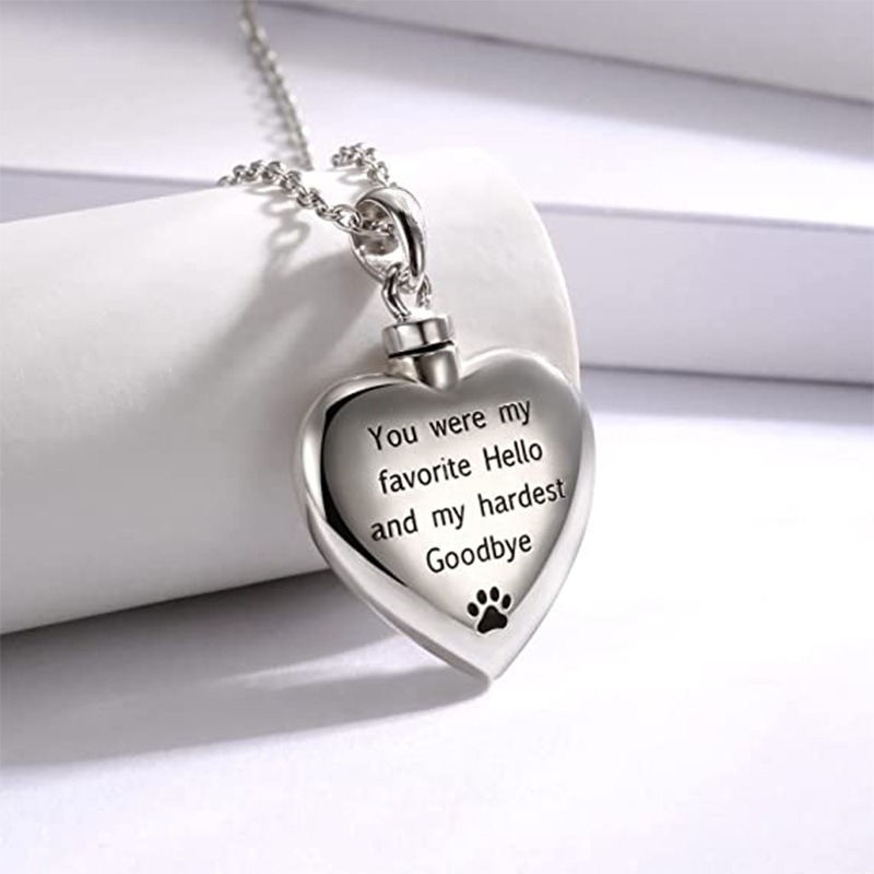 Dog Claw Heart Shaped Perfume Urn Pendant