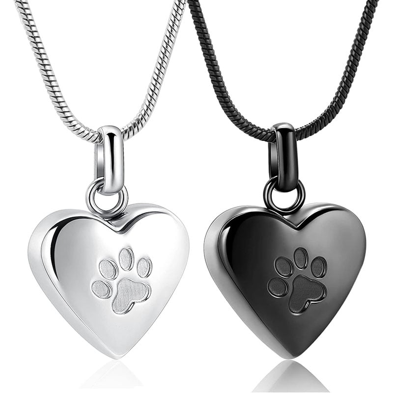 Pendant Paw Print Pet Heart Urn Necklace