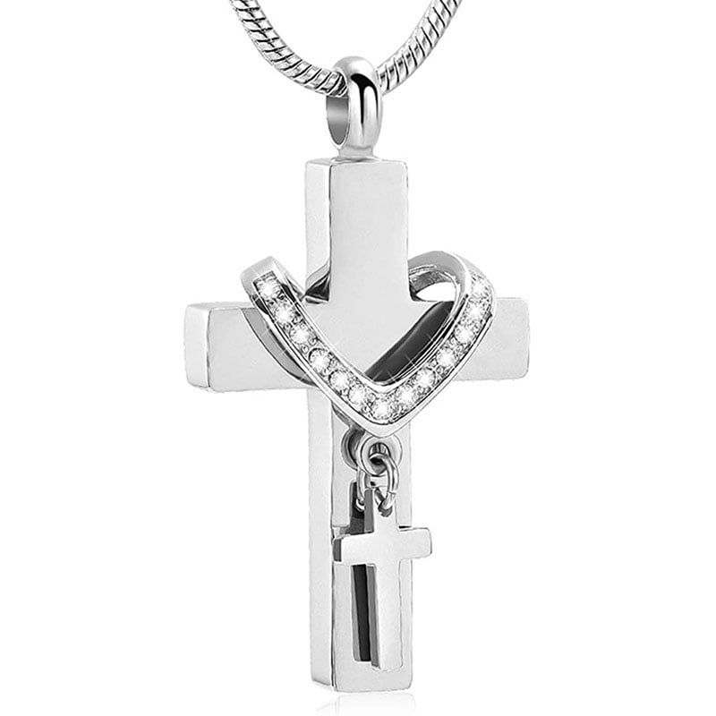 Memorial Cross Pet Ashes Stainless Steel Necklace