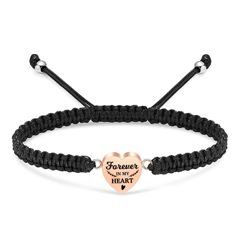 Adjustable Black Braided Rope Pet Ashes Bracelet