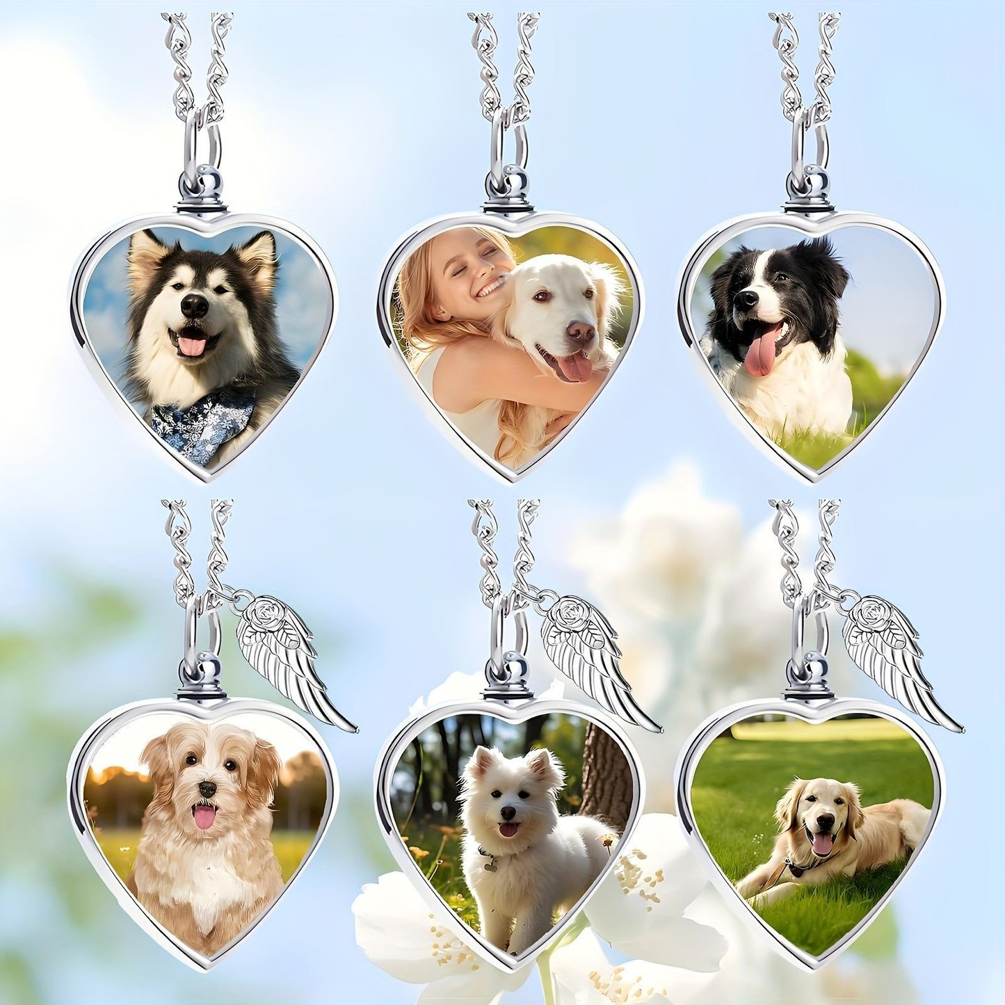 Personalized Photo Memorial Pet Ashes Link Pendant