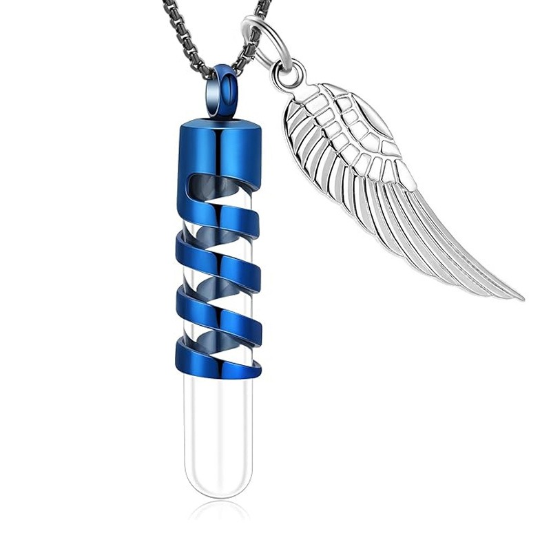Cylindrical Glass Jar Memorial Urn Necklace